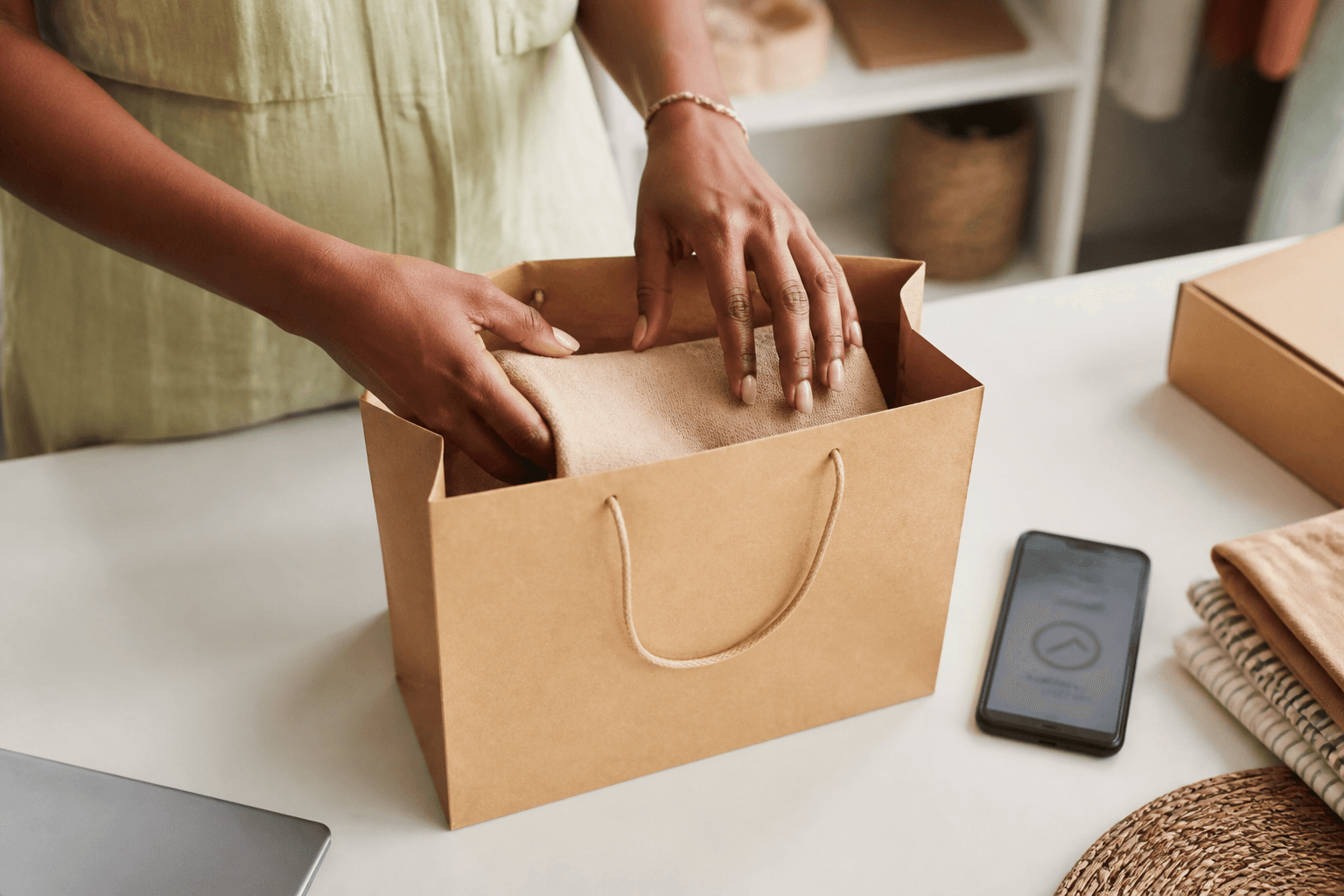 Packing a customer order from an online shop